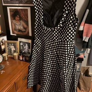 Miusol Retro Black and White Polka Dot Mini Dress